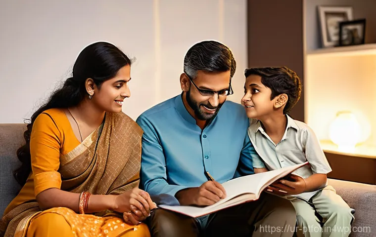 보험 포트폴리오의 필요성과 이해하기 - **Prompt:** A heartwarming and realistic illustration of a South Asian family, consisting of a fathe...