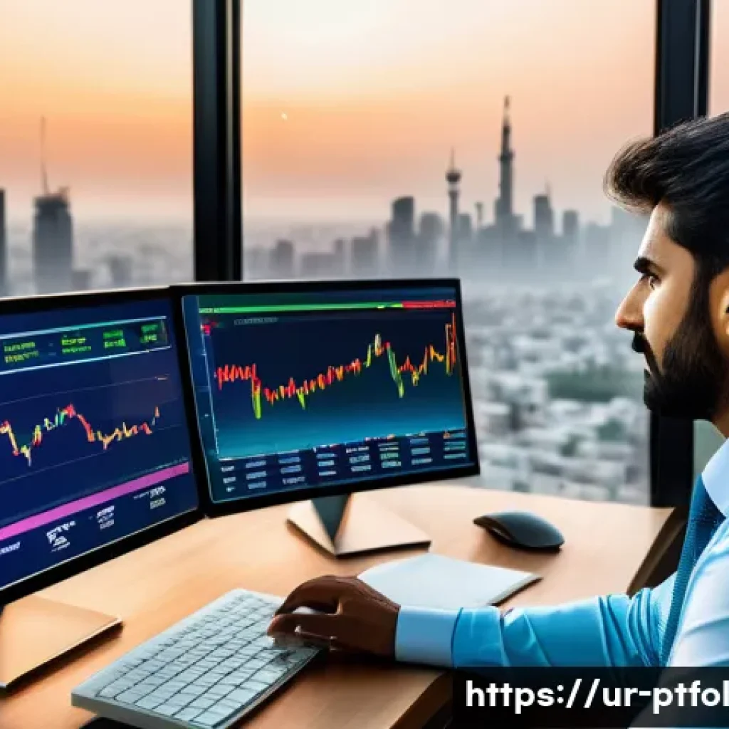 보험 상품의 변동성과 포트폴리오 조정 - A professional Urdu-speaking businessman reviewing diverse insurance portfolios on multiple digital ...