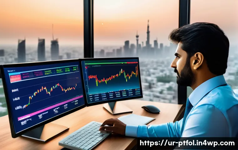 보험 상품의 변동성과 포트폴리오 조정 - A professional Urdu-speaking businessman reviewing diverse insurance portfolios on multiple digital ...