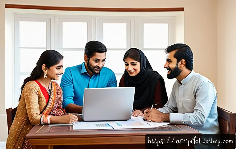 보험 포트폴리오 최적화와 장기 투자 전략 - A professional South Asian family sitting around a traditional wooden table with financial documents...