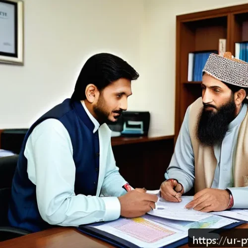 Home 31 보험 상품별 수익률 비교 및 분석 - A professional financial advisor consulting a middle-aged Pakistani family in a modern office settin...