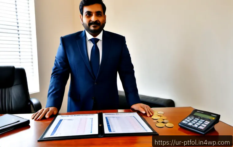Home 17 주요 보험사별 포트폴리오 성과 비교 - Photorealistic Pakistani financial advisor in modest professional attire presenting a simple compari...